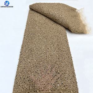 <span class=keywords><strong>Tessuto</strong></span> di lusso con perline di lusso Sinya <span class=keywords><strong>rosso</strong></span> per abiti da matrimonio africani maglia francese paillettes perle <span class=keywords><strong>Tulle</strong></span> pizzo 5 iarde - Product Image 6