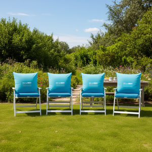 Ensemble de 4 coussins de chaise en tissu Oxford bleu clair, résistants à l'eau, amovibles et lavables, pour l'extérieur, rectangulaires - Product Image 2