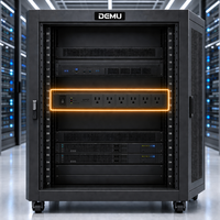 DEMU DMCN-1+1UT-U4-KxJqIs+U8 1U 19" Rack Mount PDU Protection contre les surtensions 12 prises US 15A 125V Compteur numérique LCD Certifié ETL