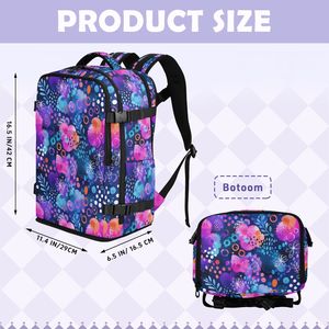 Sac à dos de sport décontracté coloré à motif floral à pois, imprimé personnalisé, sac à dos de loisirs en polyester, sac de voyage pour ordinateur portable pour femmes - Product Image 4