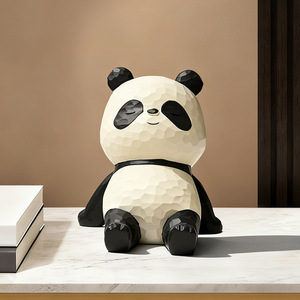 Panda Resin Ornament Geometric Design Modern Decor Living Room Housewarming Gift Single Piece - Product Image 2