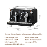 Machine à café professionnelle semi-automatique en acier inoxydable à 2 groupes et 9 bars pour café, machine à expresso pour café