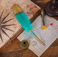 Stylo à plume rétro britannique à dégradé de couleurs pour étudiants, stylo créatif pour les fêtes, papeterie de Noël, emballage simple