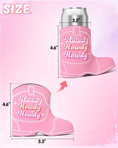 Porta Latas Aislante de Neopreno Estrecho con Diseño de Bota de Vaquera y Temática de Despedida de Soltera, Estilo Disco, Accesorio para Bebidas y Recuerdo Nupcial - Product Image 2