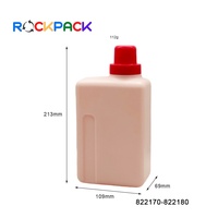 Bouteille de détergent à lessive en HDPE de type carré avec bouchon à vis rose de 600 ml/1000 ml, taille et logo personnalisés