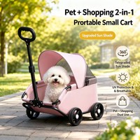 Poussette pliable légère pour animaux de compagnie de taille moyenne et petite, chariot de transport manuel pour chiens et chats pour le camping en plein air