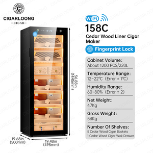 158C CIGARLOONG Хьюмидор-шкаф для сигар с компрессорным охлаждением, независимым регулированием температуры и отделкой из кедра - Product Image 1