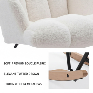 Modern İskandinav toptan özelleştirilmiş döşemeli planör kanat sırtlı sandalye yüksek arkalığı koltuk beyaz Accent sallanan sandalye - Product Image 3