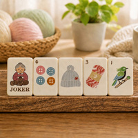 Jeu de tuiles de mahjong en acrylique, 160 pièces (152 essentielles et 8 bonus) pour les soirées à la maison, avec des tuiles Joker, des fleurs et des motifs inspirés de l'artisanat.