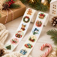 Étiquettes d'emballage personnalisées en usine, étiquettes transparentes à motifs, étiquettes cadeaux, autocollants adhésifs vibrants, étiquettes de Noël