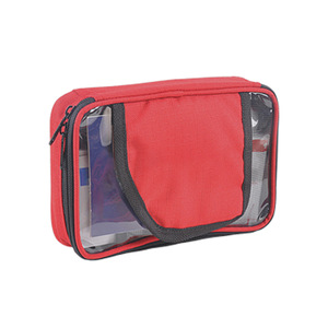 Kit de emergencia portátil, bolsa de almacenamiento compacta de tela Oxford roja para viajes al aire libre con ventana transparente para equipo de supervivencia en campamentos - Product Image 1