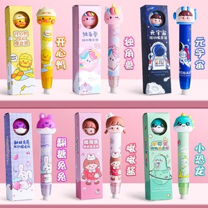 Papeterie scolaire mignon gomme dessin animé en forme de gomme automatique étudiant rétractable presse gomme en gros - Product Image 2