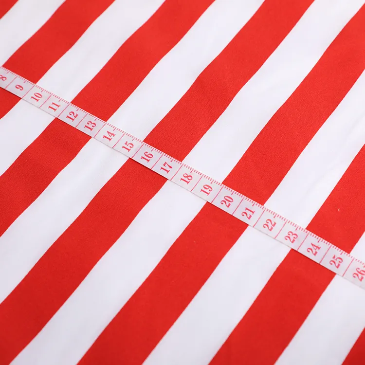 Dokuma düz kırmızı beyaz çizgili baskılı TC poplin 65 polyester 35 pamuk karışımı gömlek kumaşlar