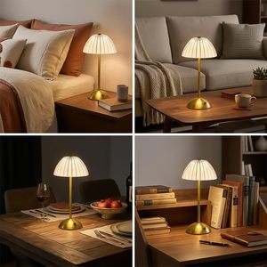 Lampe de table LED rechargeable sans fil dorée à intensité variable Nordic Hotel avec 3 températures de couleur, design décoratif pour la maison - Product Image 3