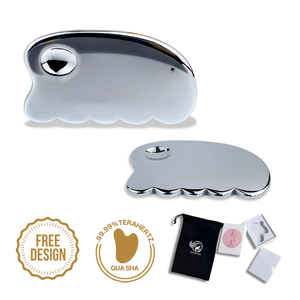 Outil de massage Gua Sha en métal Terahertz avec poignée ergonomique et bord festonné pour traitement facial <span class=keywords><strong>anti</strong></span>-âge et relaxation musculaire - Product Image 2