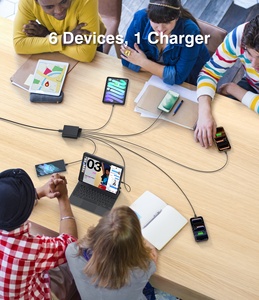 Estación de Carga HNT GaN de 100W con 6 Puertos, 2A4C, Carga Rápida, Hub PD+QC, Adaptador de Corriente USB C para <span class=keywords><strong>iPad</strong></span>, <span class=keywords><strong>iPhone</strong></span> 17, 16, 15 - Product Image 6