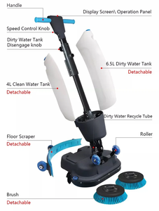 Nettoyeur de sols automatique à pousser CleanHorse K3, 36V sans fil, machine de nettoyage de sols à conducteur marchant derrière, brosse double 430mm, 1200 ㎡ /h - Product Image 3