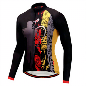 Maillot de cyclisme unisexe à manches longues personnalisé, léger, imprimé par transfert thermique, en matière Spandex/Polyester, pour équipe personnalisée - Product Image 1