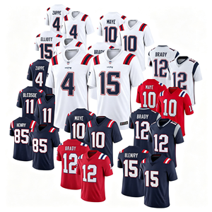 Camiseta de Fútbol de los New England Patriots Estampada # 10 Drake Maye # 12 Tom Brady # 15 Ezekiel Elliott # 4 Pantalones Cortos Transpirables Bailey Zappe - Product Image 1