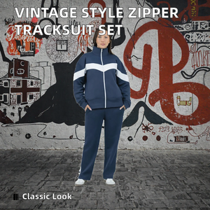 Vintage Tracksuit Set Full Zip High Neck Long Sleeve <b>Jacket</b> and Full Length Pants for Spring - Product Image 2
