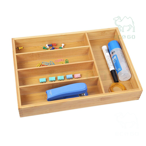 Organisateur de tiroir à couverts en bois de bambou biologique avec 5 compartiments Plateau à ustensiles durable - Product Image 5