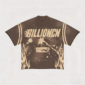 Poids coton impression t-shirt luxe impression complète graphique t-shirt recadrée Boxy hommes t-shirt - Product Image 1