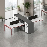 Poste de travail de bureau en cubicle, mobilier de bureau moderne pour 4 personnes, cloisonnée, multi-personnes pour le lieu de travail