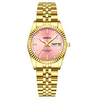 Montre à quartz pour femme NIBOSI 2725, bracelet en acier inoxydable, affichage du jour et de la date, aiguilles lumineuses, montre-bracelet classique pour femme