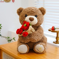 Boneka Beruang Teddy Bordir Mawar Super Lembut Grosir, Isi Kapas PP, untuk Hadiah Hari Valentine, Ulang Tahun, dan Hari Jadi