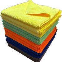 Serviette de nettoyage absorbante en microfibre tricotée, sans peluches, réutilisable, multi-usages, pour la maison