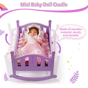 <span class=keywords><strong>Lit</strong></span> de <span class=keywords><strong>poupée</strong></span> en bois Jeu de rôle <span class=keywords><strong>Lit</strong></span> de berceau en bois pour bébé Ensemble de jouets de simulation pour enfants - Product Image 2