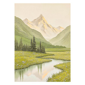 Hand Painted Oil Painting Landscape Mountain River Scene Modern Minimalist Living Room <b>Wall</b> Art No <b>Frame</b> 100% Handmade - Product Image 5