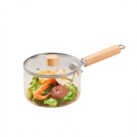 Marmite à soupe en verre borosilicate à poignée unique, compatible induction, plaque de cuisson électrique en céramique, style occidental, transparente
