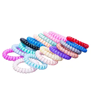 Multicolor beautiful telephone wire ponytail hair accessories, user - friendly elastic telephone cord hair band