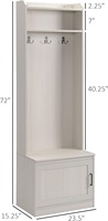 Entrée en bois rustique Hall étroit Arbre Porte-manteau Banc de rangement pour chaussures avec étagères et crochets pour couloir Utilisation du vestiaire