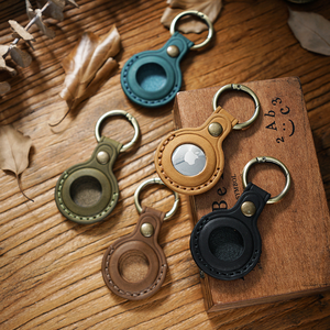 เคสหนังแท้แบบใหม่ล่าสุดสำหรับ Apple AirTag พร้อมพวงกุญแจและปลอกคอสำหรับสัตว์เลี้ยง (สุนัข/แมว) - Product Image 1
