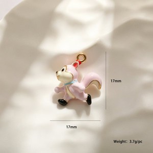 3D Handgezeichneter Tier-Anhänger DIY Handgemachte Handykette Schlüsselanhänger Elefant Eichhörnchen Hund Schaf Tannenzapfen Anhänger Zubehör - Product Image 3