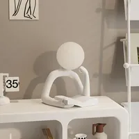 Statue abstraite moderne en résine lumière LED Figurine modèle artisanat Sculpture ornement décor à la maison bureau armoire à vin décoration cadeau