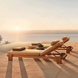 Lit de jardin en teck moderne de haute qualité, personnalisé, luxueux, résistant à l'eau, durable, pour la plage, le patio, la piscine, lit de jour extérieur - Product Image 1