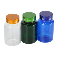 Mini 50ml 60ml 75ml 80ml En Plastique Ambre Clair Pot Soins De Santé Pilule Vitamine Capsule Bouteilles Avec Bouchon En Aluminium