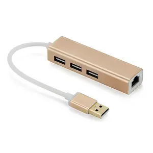 USB 2.0 to RJ45 Ethernet Network Card with 3 USB 2.0 HUB for Desktop PC and Laptop and Notebook and more