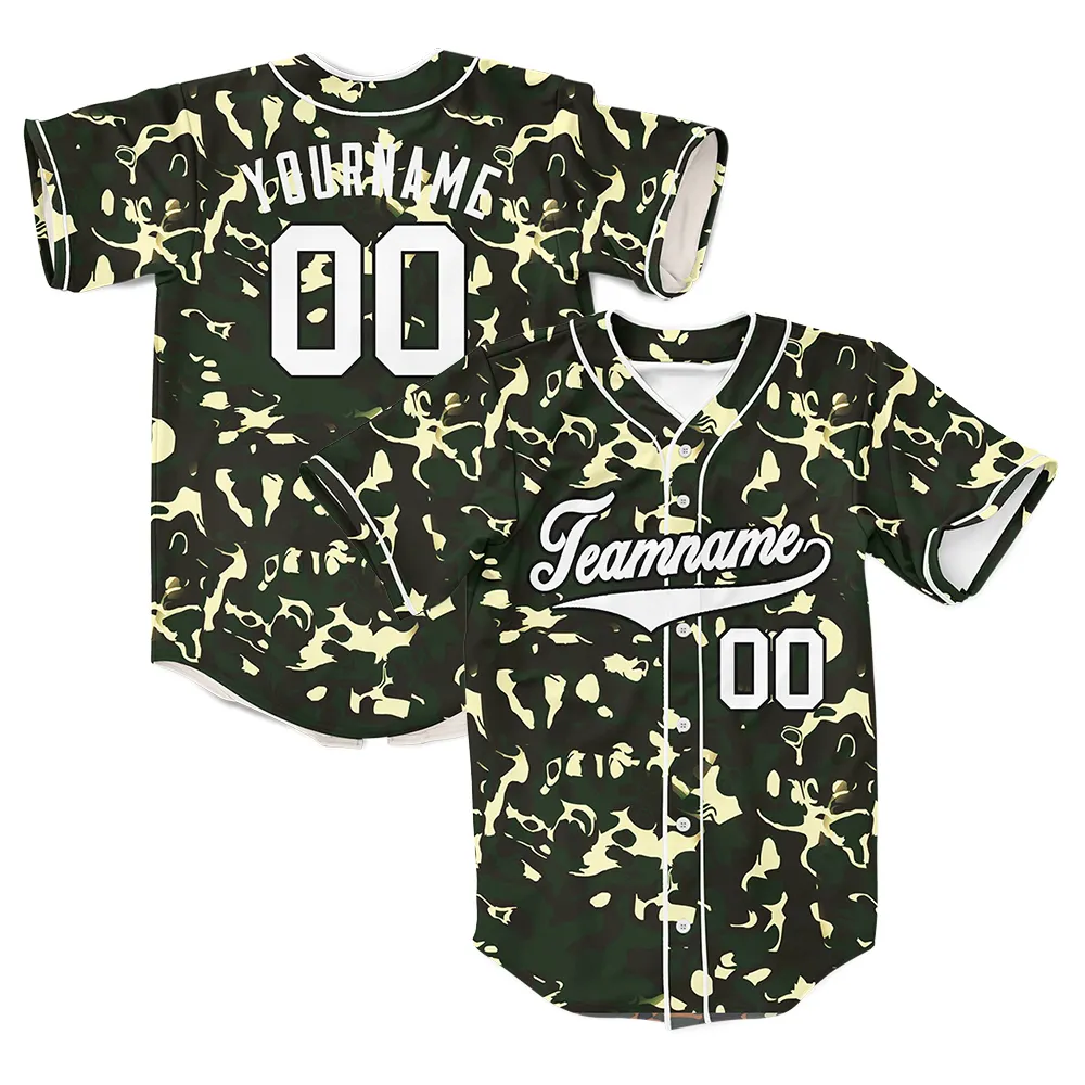Sublimation camo printing mens softball uniforms high quality custom team breathable baseball & softball wear