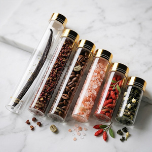Tube à essai en verre de qualité alimentaire de luxe en stock, différentes tailles, avec bouchon doré/argenté - Product Image 1