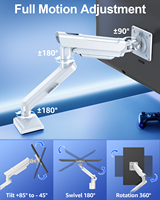 Support de moniteur LCD 13-34 pouces Support d'écran d'ordinateur Bras de moniteur pivotant blanc pouvant supporter jusqu'à 22lbs/10kg