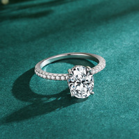 Bague de fiançailles ovale en moissanite, argent sterling S925 plaqué platine, style œuf de pigeon, luxe léger, tendance, pour mariage et soirée