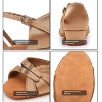 Chaussures de danse salsa latine pour filles débutantes, chaussures de danse de salon à talon bas de 3,5 cm en satin pour la pratique