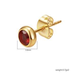 Pendientes de Moda Geométricos Redondos de Estilo Simple, Más Vendidos, de Acero Inoxidable, Modernos, Versátiles, con Circonitas de Colores - Product Image 4