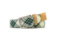 Ceinture tressée en tissu de coton de style japonais avec tête et queue en cuir véritable 100%