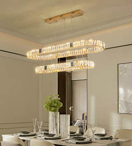 Candelabro de cristal posmoderno para comedor <span class=keywords><strong>y</strong></span> cocina, iluminación de isla, lámpara colgante Rectangular de tamaño medio - Product Image 5