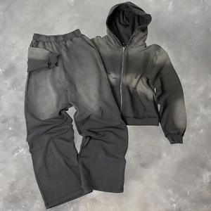 <span class=keywords><strong>Set</strong></span> <span class=keywords><strong>Tuta</strong></span> Sportiva Personalizzata da <span class=keywords><strong>Uomo</strong></span>, Felpa con Cappuccio e Pantaloni Oversize con Effetto Lavaggio Acido - Product Image 2